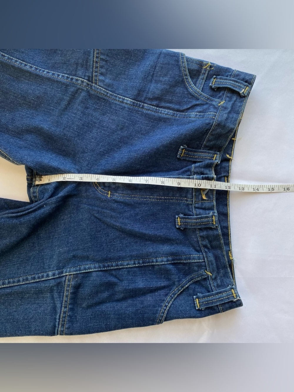 Rare Lee Leens Vintage 1970's Indigo Wash Denim Country Flared Jeans Size 30x32 - Picture 15 of 16